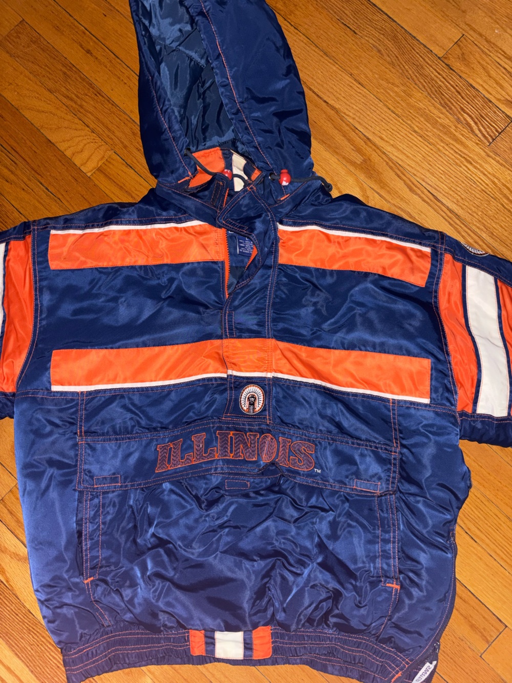 Vintage University of Illinois Blue & Orange QuarterZip Puffer Jacket